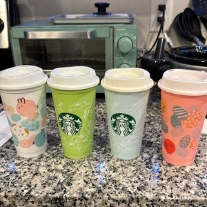 Set of 4 Starbucks Easter themed cups